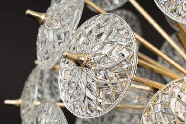 Stunning Floral Glass and Brass Sputnik Chandelier, Germany, 1960s-UGR-1371284