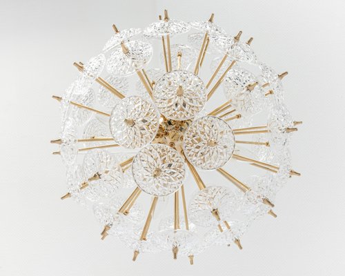 Stunning Floral Glass and Brass Sputnik Chandelier, Germany, 1960s-UGR-1371284