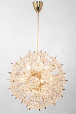 Stunning Floral Glass and Brass Sputnik Chandelier, Germany, 1960s-UGR-1371284