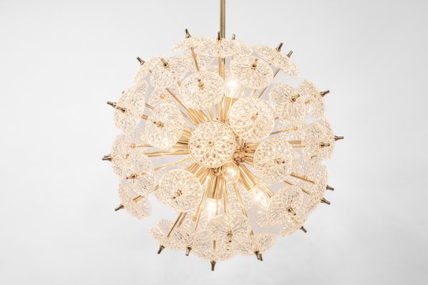 Stunning Floral Glass and Brass Sputnik Chandelier, Germany, 1960s-UGR-1371284