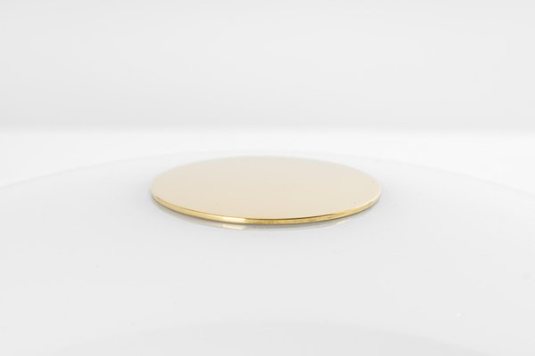 Stunning Flush Mount in Opal Glass and Brass by Florian Schulz, Germany-UGR-1355684