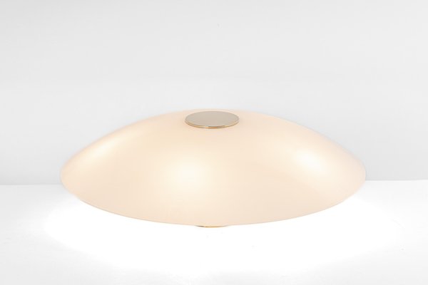 Stunning Flush Mount in Opal Glass and Brass by Florian Schulz, Germany-UGR-1355684