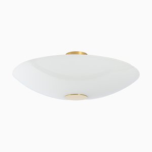 Stunning Flush Mount in Opal Glass and Brass by Florian Schulz, Germany-UGR-1355684