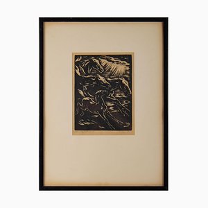 Stylized Horses Running Framed Engraving, 1930s-WFS-744752