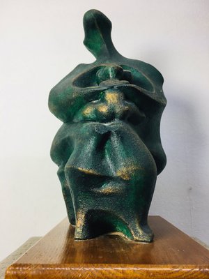 Stylized Mother and Child Bronzed Ceramic Sculpture, 1970s-UWE-1784152