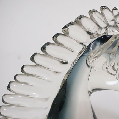 Stylized Murano Horse Head Sculpture in Sommerso Glass-KJP-1149356