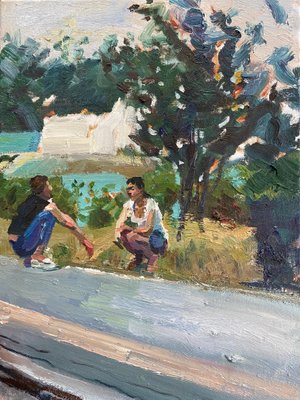 Su Yu, Two Girls on the Roadside, 2022, Oil on Canvas-CHG-1447380