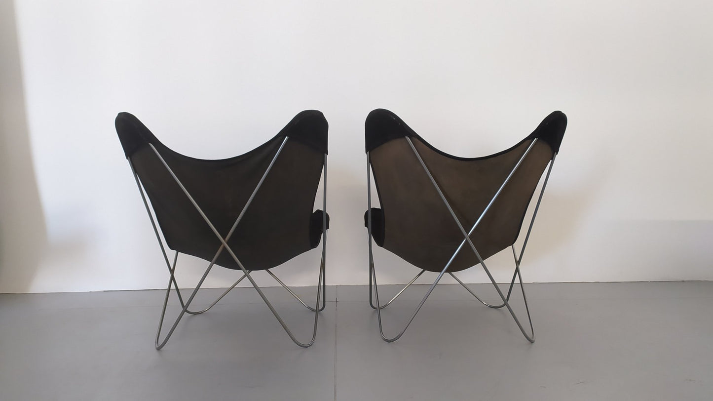 Suede Armchairs Mod. Butterfly from Knoll Inc. / Knoll International, 1970s, Set of 2