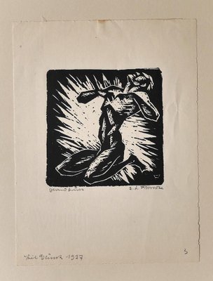 Suffering- Original Woodcut on Paper by Erikma Lawson Frimke - 1937 1937-ZCI-759664