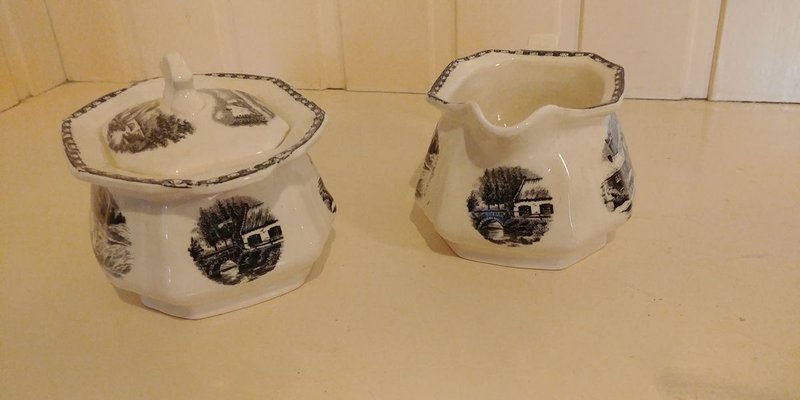 Sugar Bowl & Creamer from Societe Ceramique Maestricht, 1950s, Set of 2-VBM-805681