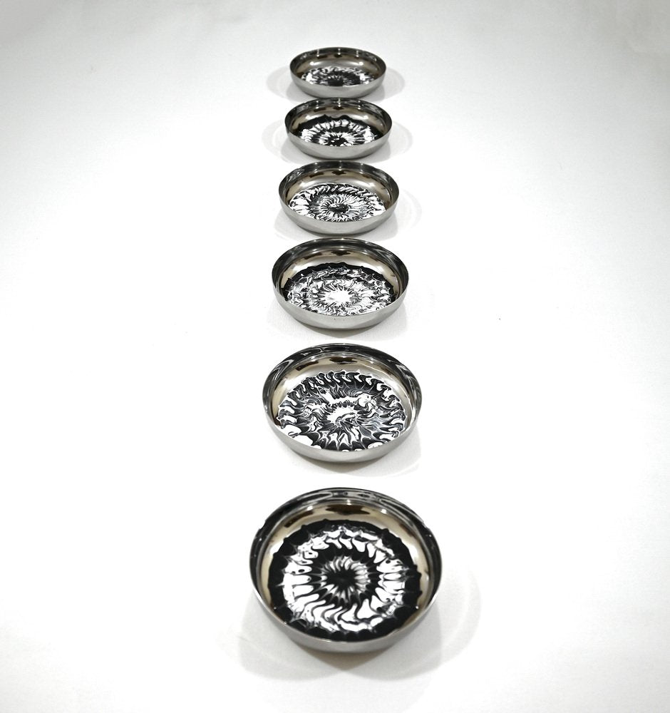 Sumit Mehndiratta, Mandala Series No. 14, 2022, Stainless Steel Discs, Set of 6