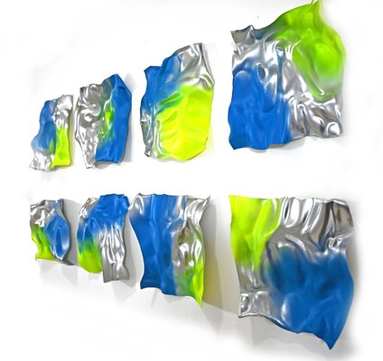 Sumit Mehndiratta, Metallic Waves 4, 2023, Spray Paint on Upcycled Plastic, Set of 8-CHG-2036887