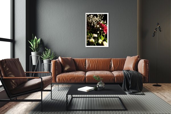 Summer Flowers Bouquet on Black Background, 2022, Giclée Print-RWC-1307028