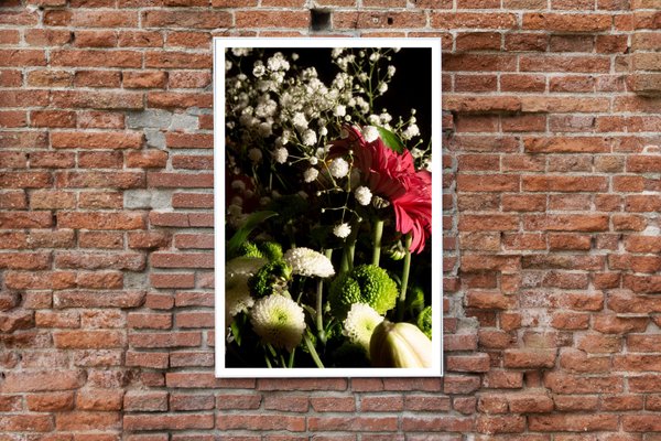 Summer Flowers Bouquet on Black Background, 2022, Giclée Print-RWC-1307028