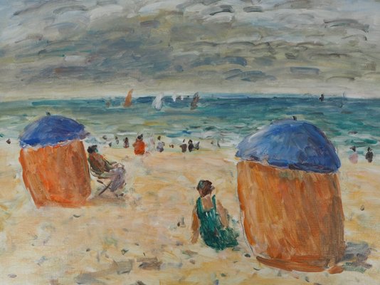 Summer in Houlgate Oil on Canvas by Jean-Jacques René-KHH-723873