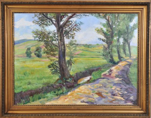 Summer Landscape with a Country Road, 1910, Oil on Canvas-QOR-2023584