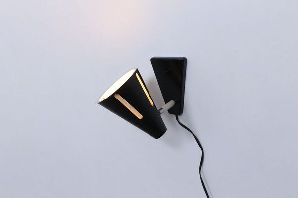 Sun Series Black Wall Light by H. Th. J. A. Busquet for Hala, 1950s-XT-836240