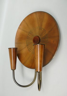 Sunburst Wall Light in Wood & Brass from Temde, 1950s-EY-2036245