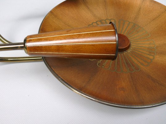 Sunburst Wall Light in Wood & Brass from Temde, 1950s-EY-2036245