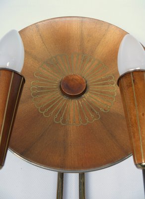 Sunburst Wall Light in Wood & Brass from Temde, 1950s-EY-2036245