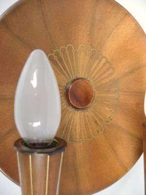 Sunburst Wall Light in Wood & Brass from Temde, 1950s-EY-2036245