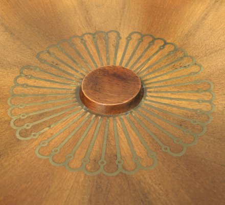 Sunburst Wall Light in Wood & Brass from Temde, 1950s-EY-2036245