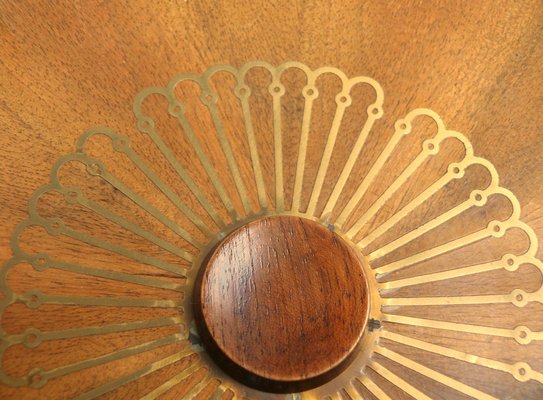 Sunburst Wall Light in Wood & Brass from Temde, 1950s-EY-2036245