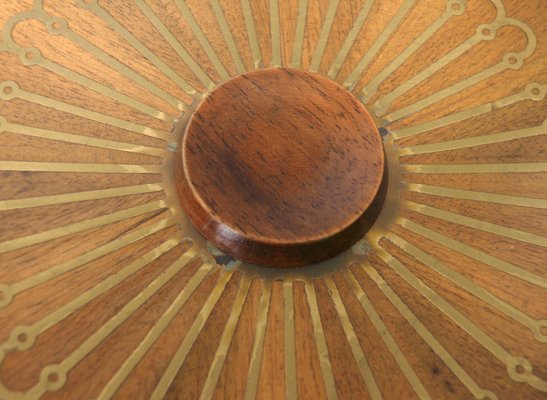 Sunburst Wall Light in Wood & Brass from Temde, 1950s-EY-2036245