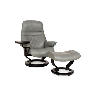 Sunrise Leather Armchair with Stool from Stressless, Set of 2-RQW-2028468