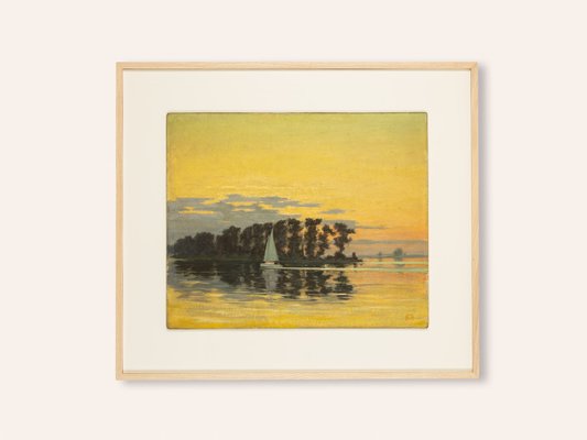 Sunset, Oil on Panel, Framed-GPP-1054049