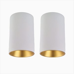 Surface-Mounted Spot Lotis with Tubed Surface White Gold, Belgium, 1990s, Set of 2-AXJ-2040403