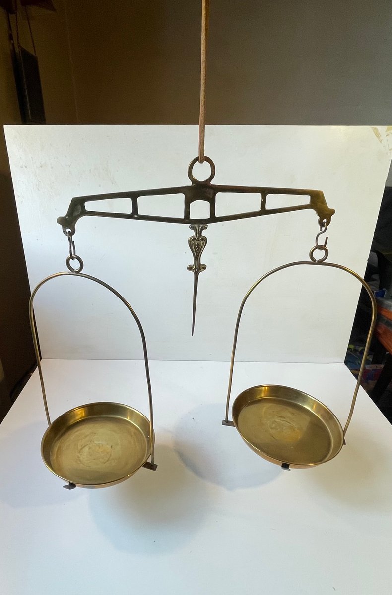 Suspended Balance Scale in Brass, 1950s