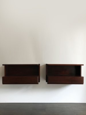 Suspended Wooden Bedside Cabinets, Italy, 1960s, Set of 2-CC-936060