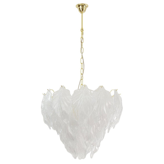 Suspension Chandelier in Murano Glass Leaves Crystal Color, Italy, 1990s