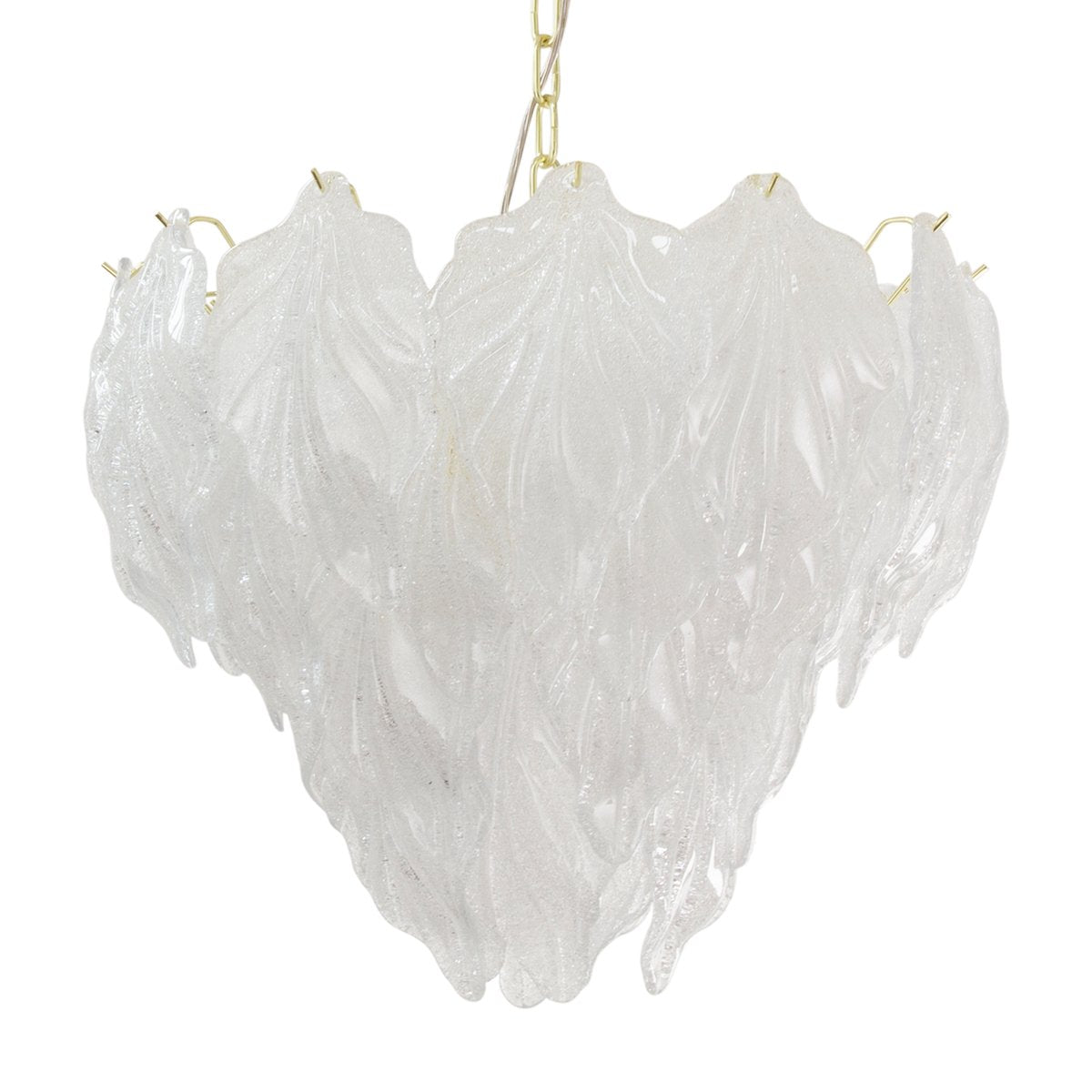 Suspension Chandelier in Murano Glass Leaves Crystal Color, Italy, 1990s