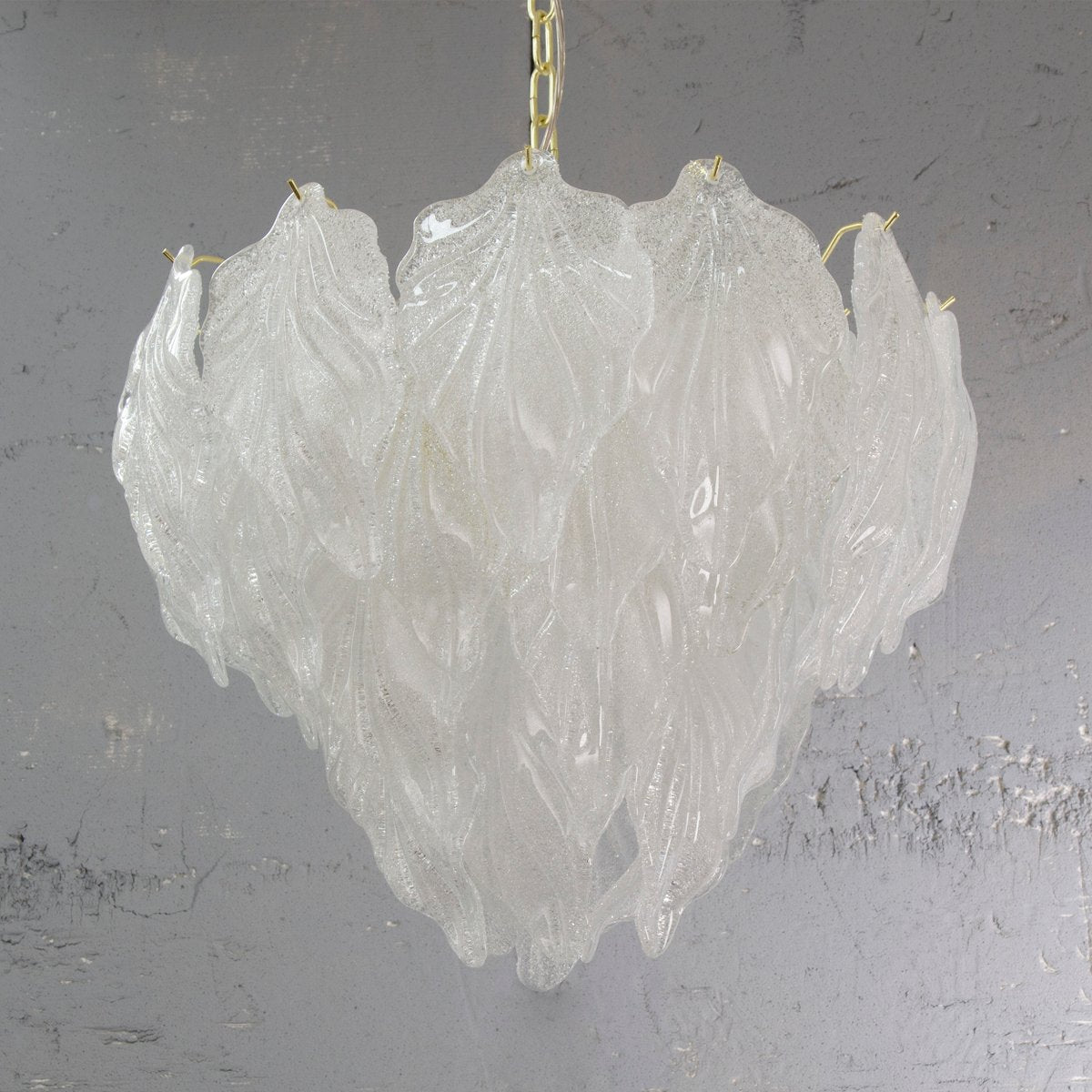 Suspension Chandelier in Murano Glass Leaves Crystal Color, Italy, 1990s