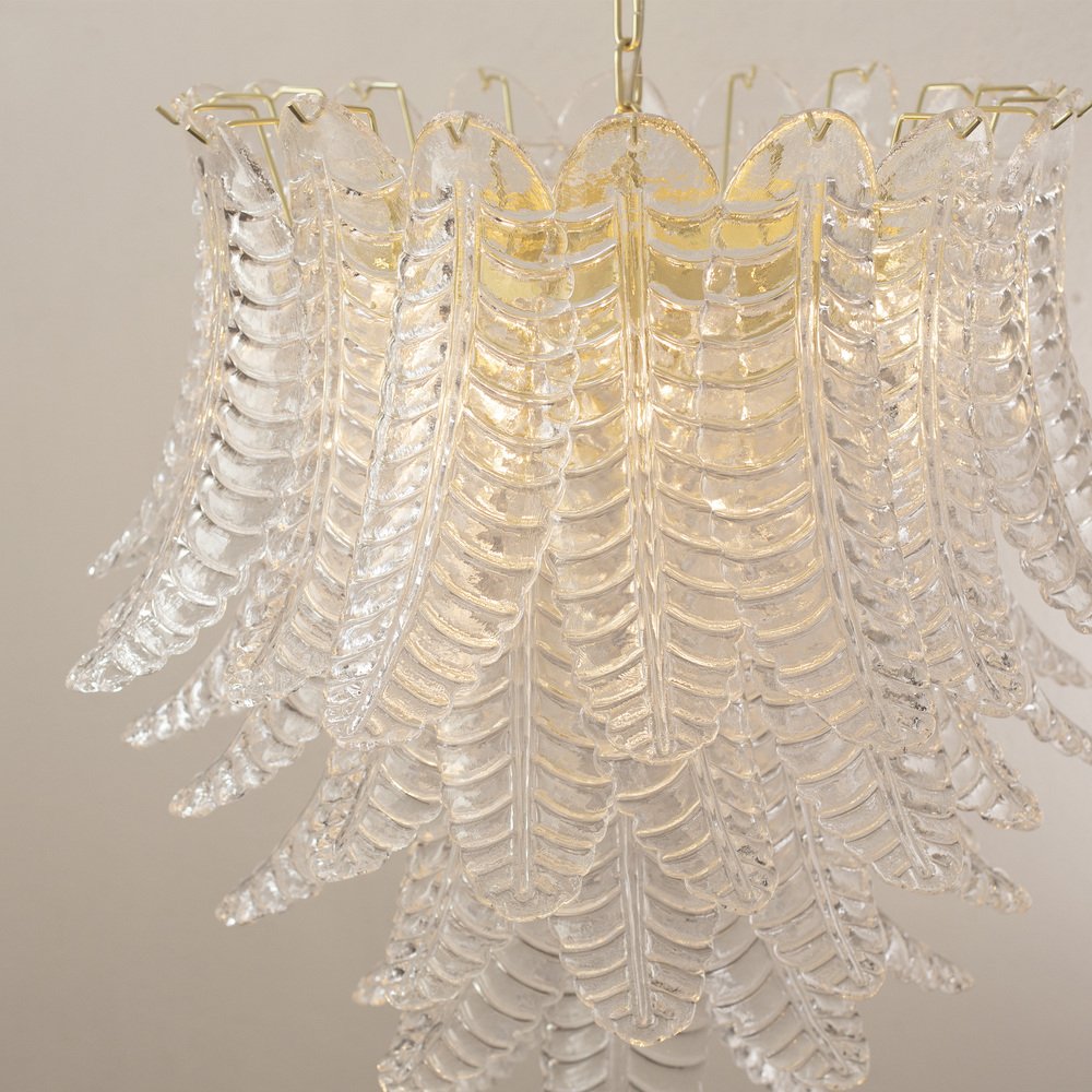 Suspension Chandelier Ø85 Cm Made in Italy in Murano Glass Crystal Color, 1990s