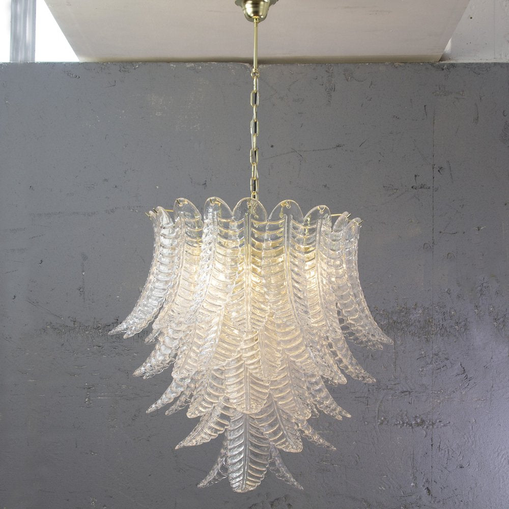 Suspension Chandelier Ø85 Cm Made in Italy in Murano Glass Crystal Color, 1990s