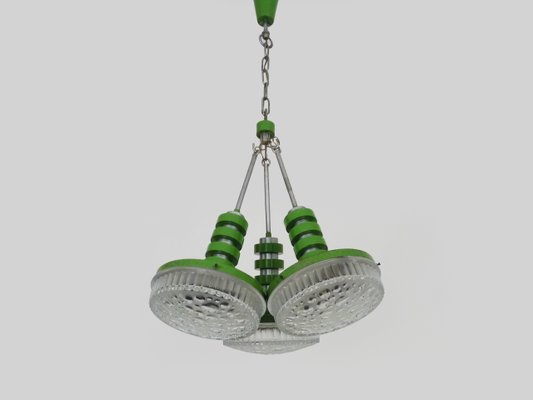 Suspension in Green Metal and Transparent Globe, 1970s-MZP-2034918