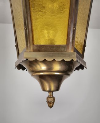 Suspension Lamp in Brass and Glass Cathedral, Italy, 1940s-ZST-1792505