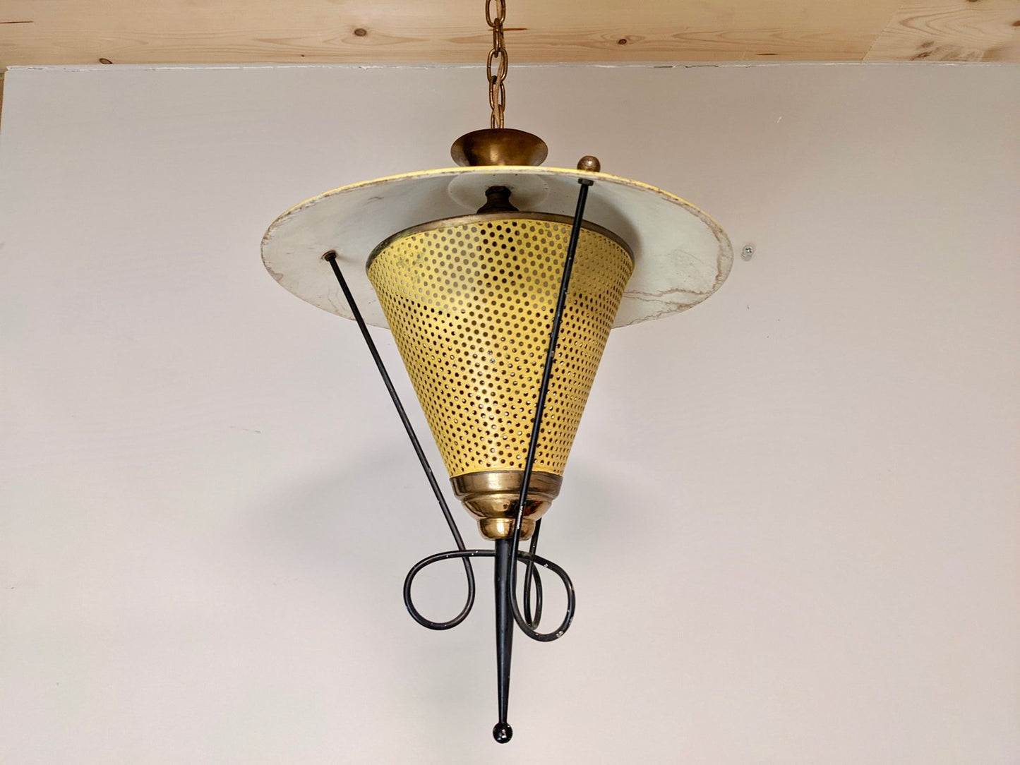 Suspension Lamp in Perforated Sheet Metal in the Style of Mategot