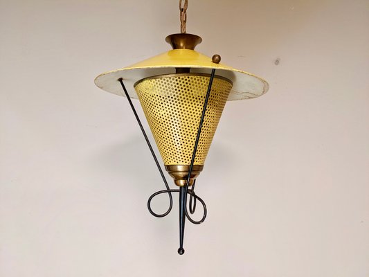 Suspension Lamp in Perforated Sheet Metal in the Style of Mategot