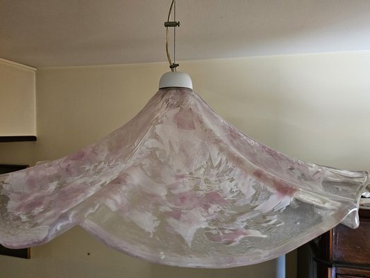 Suspension Lamp in Pink and Transparent Murano Glass, 1970s-ZUW-1799511