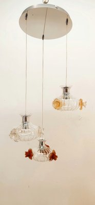 Suspension Light in Murano Glass with Colored Roses-QLH-1799238