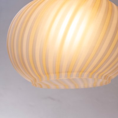 Suspension Light in Satin Glass with White and Amber Stripes, Italy-MPO-1361966