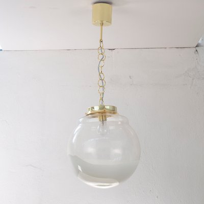 Suspension Light with White Milk Glass Sphere & Decoration, Italy-MPO-1361978