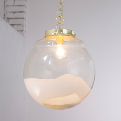 Suspension Light with White Milk Glass Sphere & Decoration, Italy-MPO-1361978