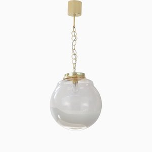 Suspension Light with White Milk Glass Sphere & Decoration, Italy-MPO-1361978