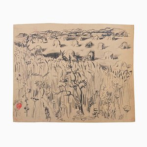 Suzanne Tourte, Country Scene, Ink & Pencil Drawing, 1940s-ZCI-2030135