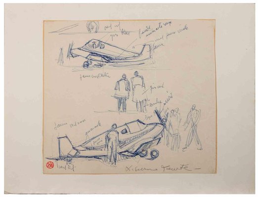 Suzanne Tourte, The Airport, Ink Drawing, 1940s-ZCI-2030131